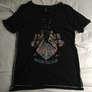 f21 lace-up graphic t-shirt